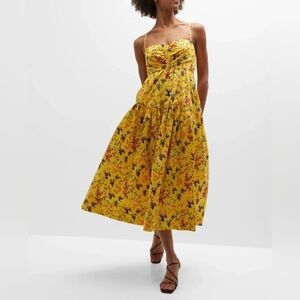 A.L.C. Yellow Floral Midi Dress